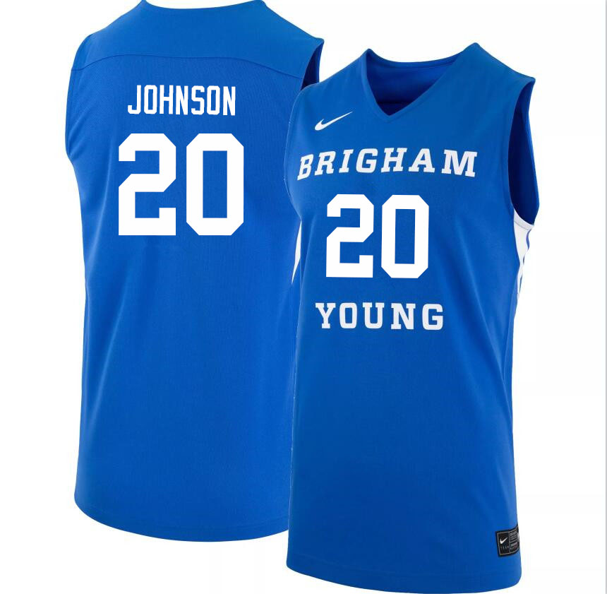 Men #20 Spencer Johnson BYU Cougars College Basketball Jerseys Sale-Light Blue